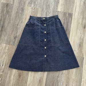 Vintage Madison Wardrobe Maker Blue Denim Like A Line Skirt Pleated Size S Small